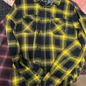 Vans Black and Yellow Plaid flannel Shirt
